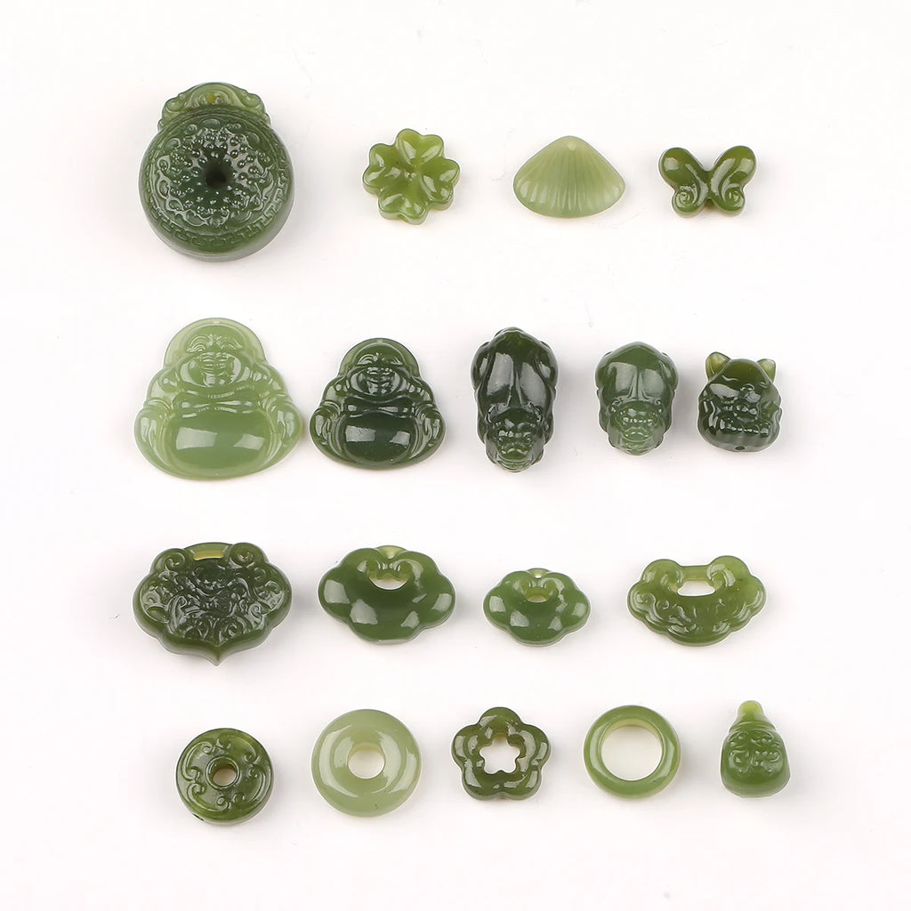 1Pc Natural Stone Hetian Jade Carved Bead Pixiu Buddha Bead Supplies for Jewelry Making DIY Bracelet Necklace Accessories