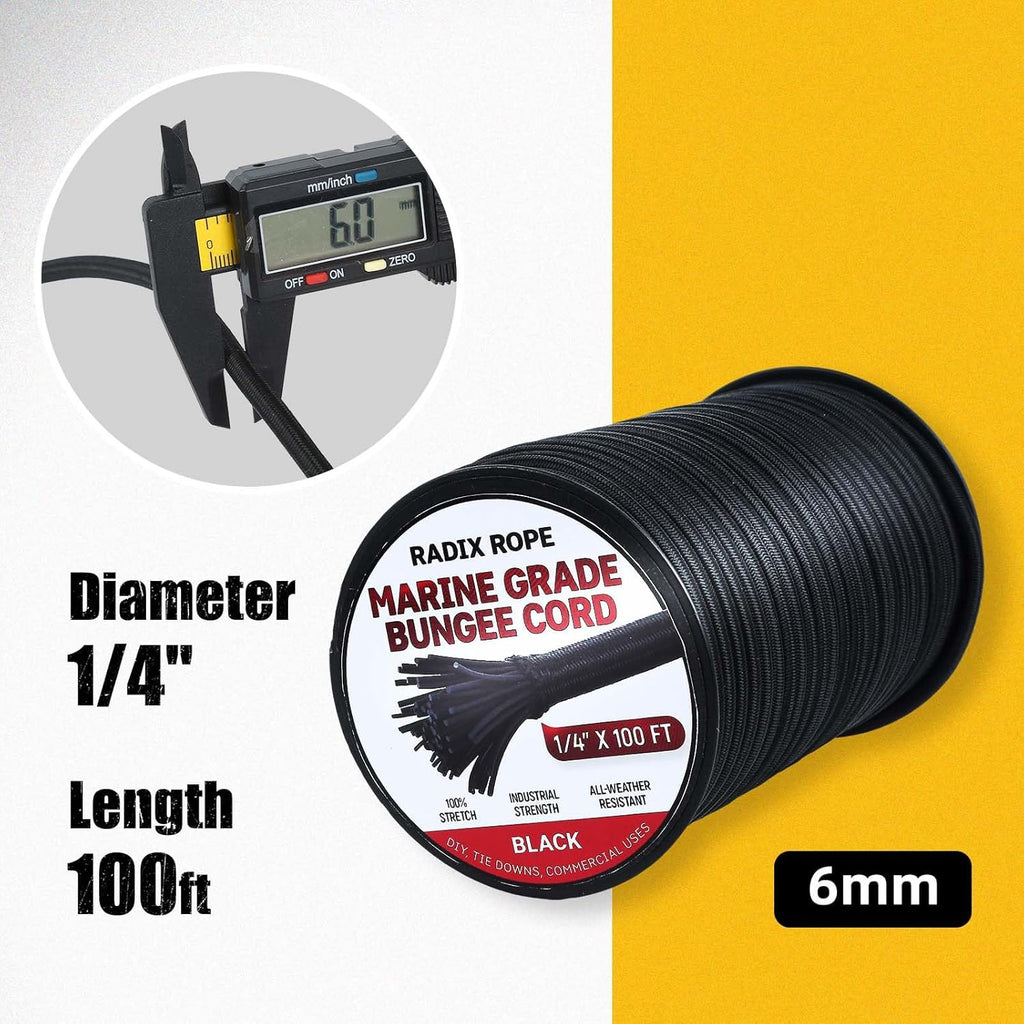 Marine Grade Bungee Cords Heavy Duty Outdoor - Bungee Cord Roll - 100% Stretch E