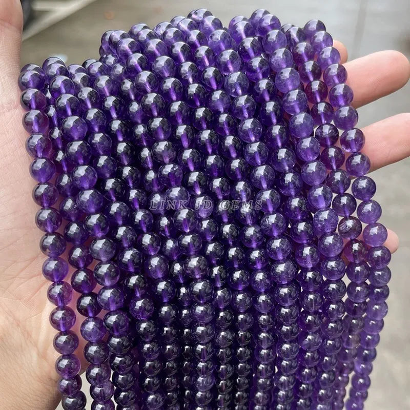 Wholesale Quality Natural Stone Amethysts Bead round Loose Spacer Purple Crystal Bead for Jewelry Making Diy Bracelet Accessory