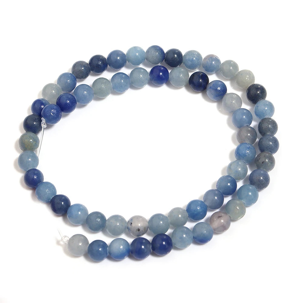 1 Strand Natural Blue Aventurine Stone Beads round Smooth Stone Bead for Jewelry Making DIY Bracelet Necklace Material