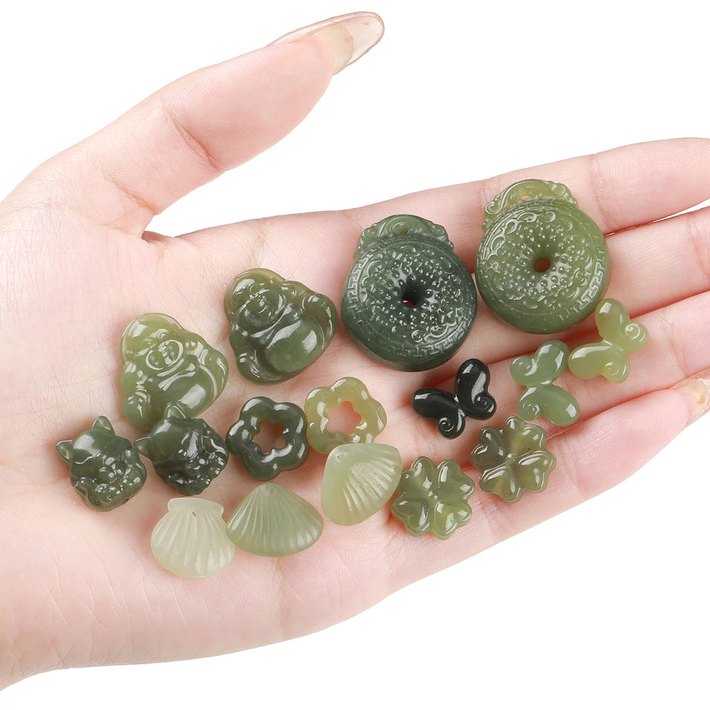 1Pc Natural Stone Hetian Jade Carved Bead Pixiu Buddha Bead Supplies for Jewelry Making DIY Bracelet Necklace Accessories