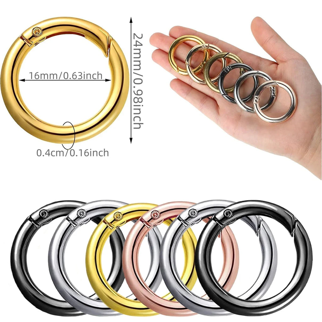 5/10/20/40/60/100Pcs Metal Spring 1 Inch O Rings Clip Keychain round Carabiner Clips Keyrings Snap Buckle for Purse Bag Lanyard