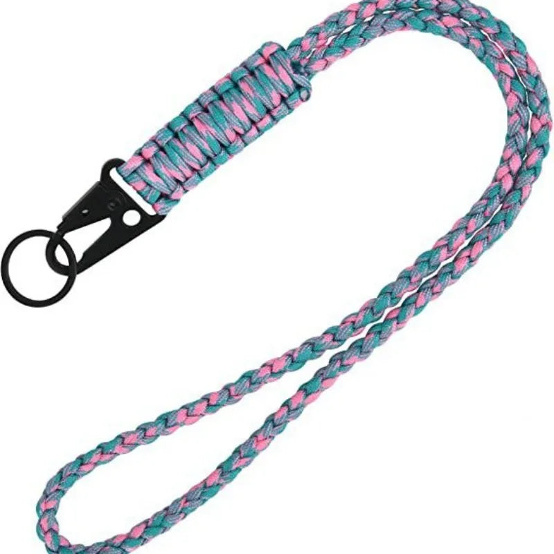 Heavy-Duty Woven Paracord Lanyard Keychain for Men and Women, Outdoor Survival Paracord Necklace, Camera and Wallet Strap