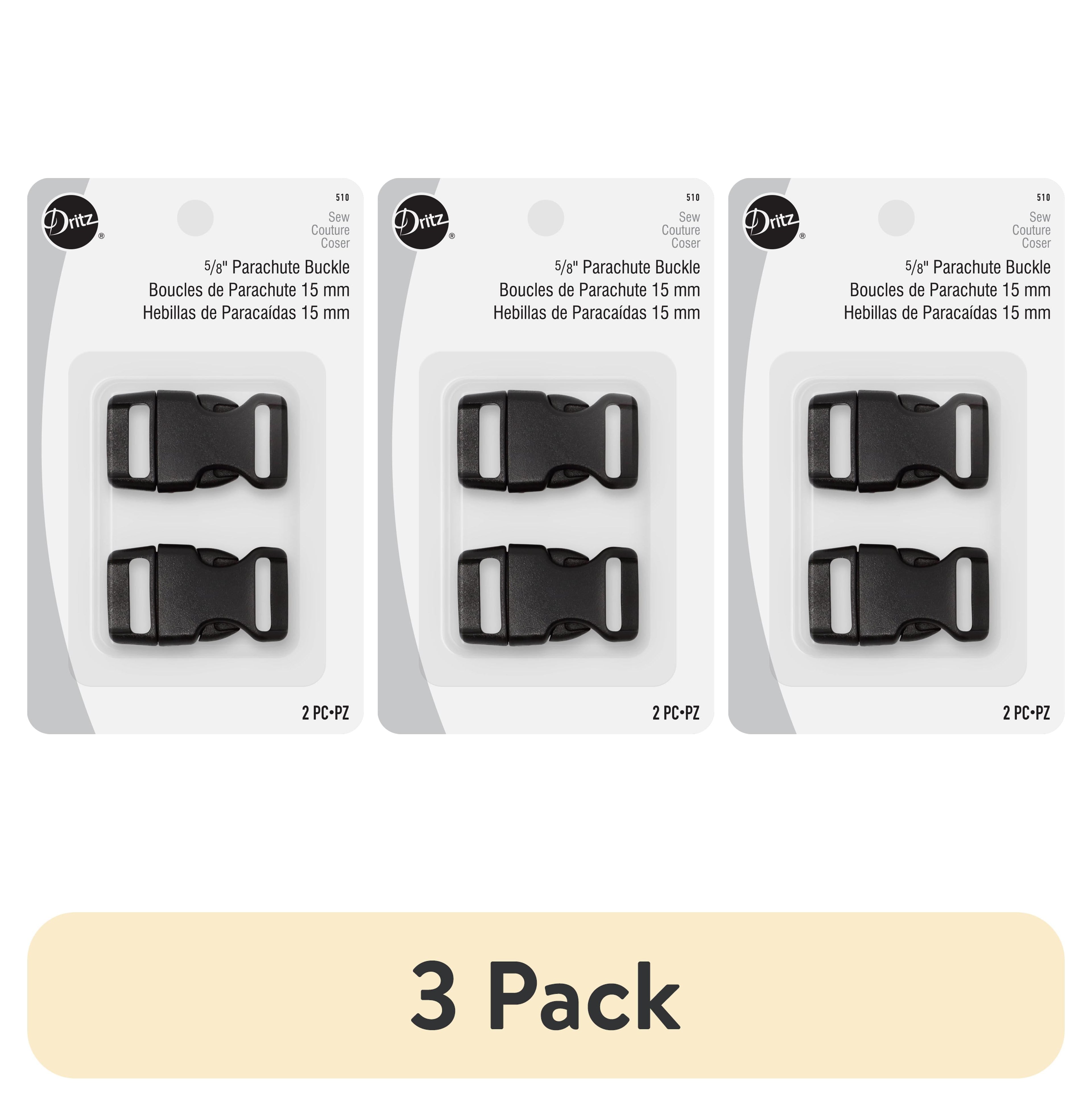 (3 Pack)  5/8" Black Parachute Buckles for Crafting or Replacement, 2 Count