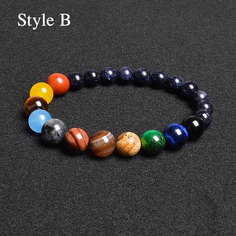 Universe Eight Planets Natural Stone Bead Bracelets Men Women Lava 7 Chakra Bracelet Yoga Energy Galaxy Solar Wristband Jewelry