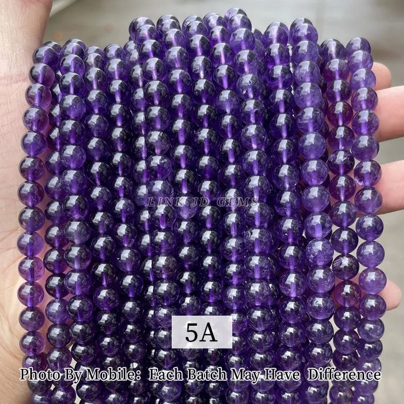 Wholesale Quality Natural Stone Amethysts Bead round Loose Spacer Purple Crystal Bead for Jewelry Making Diy Bracelet Accessory