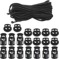 20 PCS Plastic Cord Locks & Elastic Bungee Nylon Shock Cord 5/32" 50 Ft Lengths,