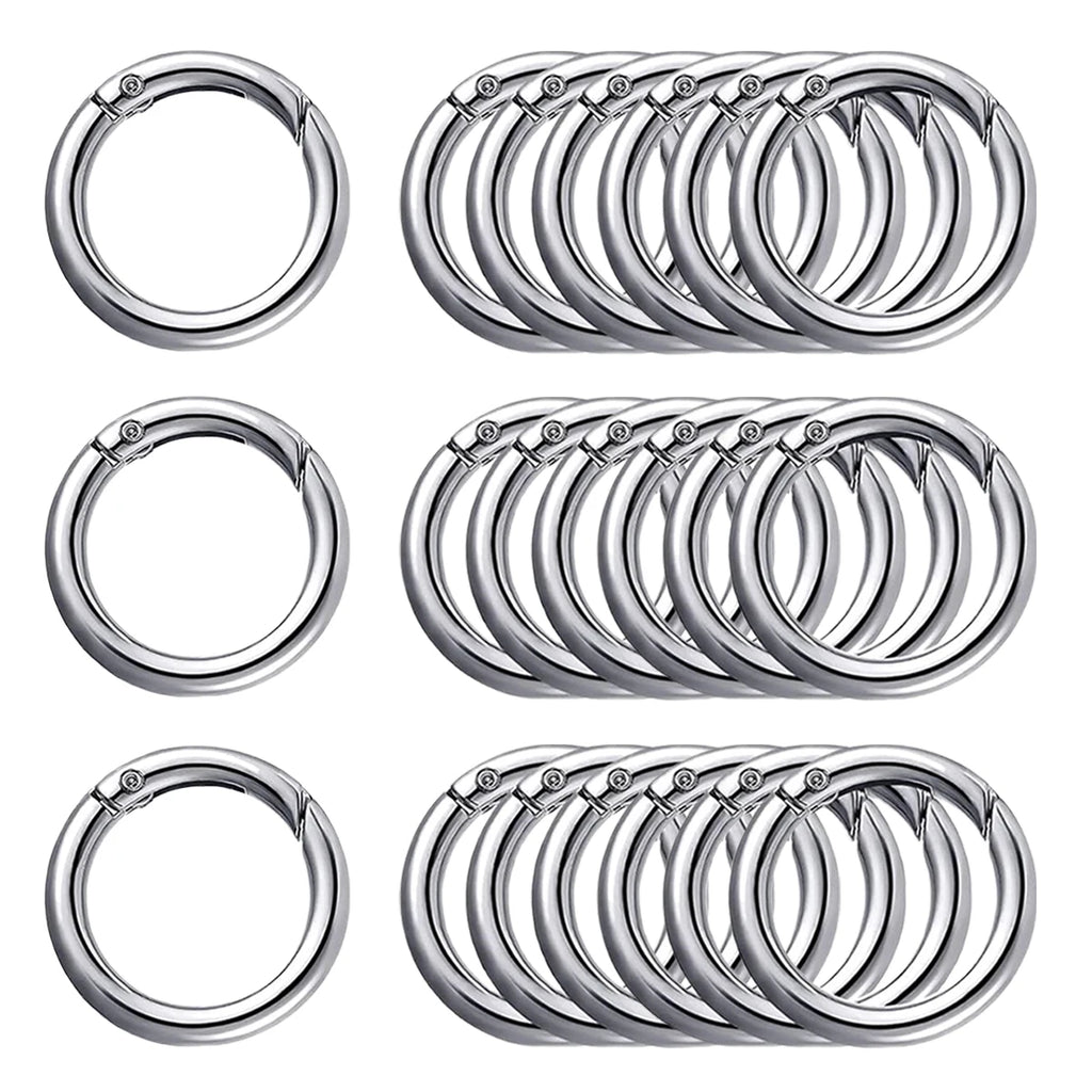 5/10/20/40/60/100Pcs Metal Spring 1 Inch O Rings Clip Keychain round Carabiner Clips Keyrings Snap Buckle for Purse Bag Lanyard