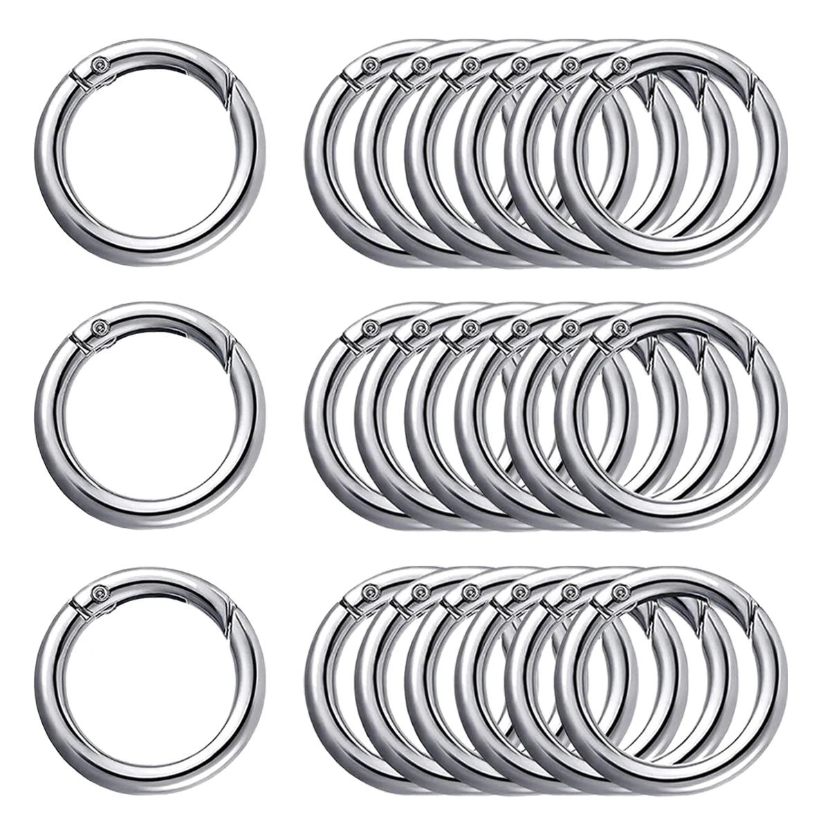 5/10/20/40/60/100Pcs Metal Spring 1 Inch O Rings Clip Keychain round Carabiner Clips Keyrings Snap Buckle for Purse Bag Lanyard