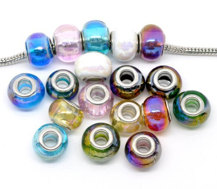 Ten "Iridescent Beautiful Murano Glass" Beads