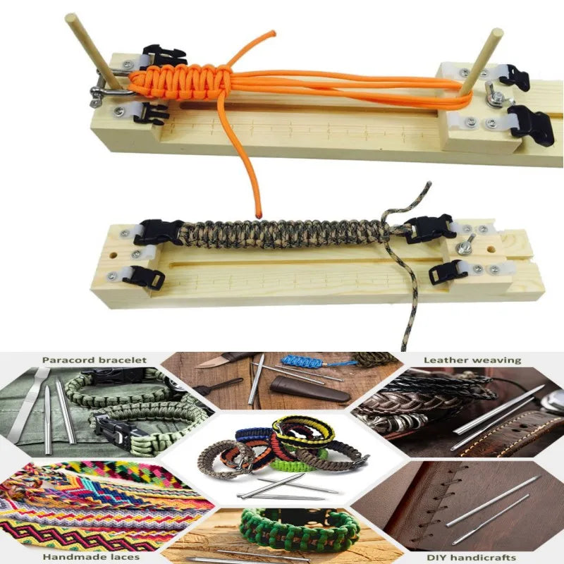 Wood Paracord Jig, Adjustable Length Paracord Jig Bracelet Maker DIY Hand Knitting Bracelets Necklaces