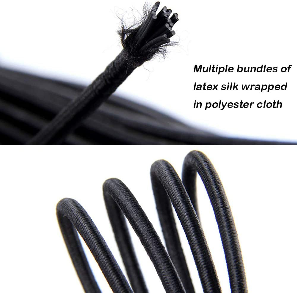 20 PCS Plastic Cord Locks & Elastic Bungee Nylon Shock Cord 5/32" 50 Ft Lengths,