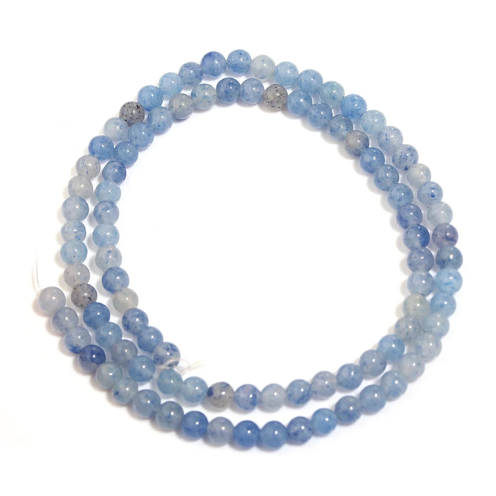 1 Strand Natural Blue Aventurine Stone Beads round Smooth Stone Bead for Jewelry Making DIY Bracelet Necklace Material
