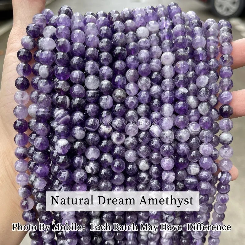 Wholesale Quality Natural Stone Amethysts Bead round Loose Spacer Purple Crystal Bead for Jewelry Making Diy Bracelet Accessory