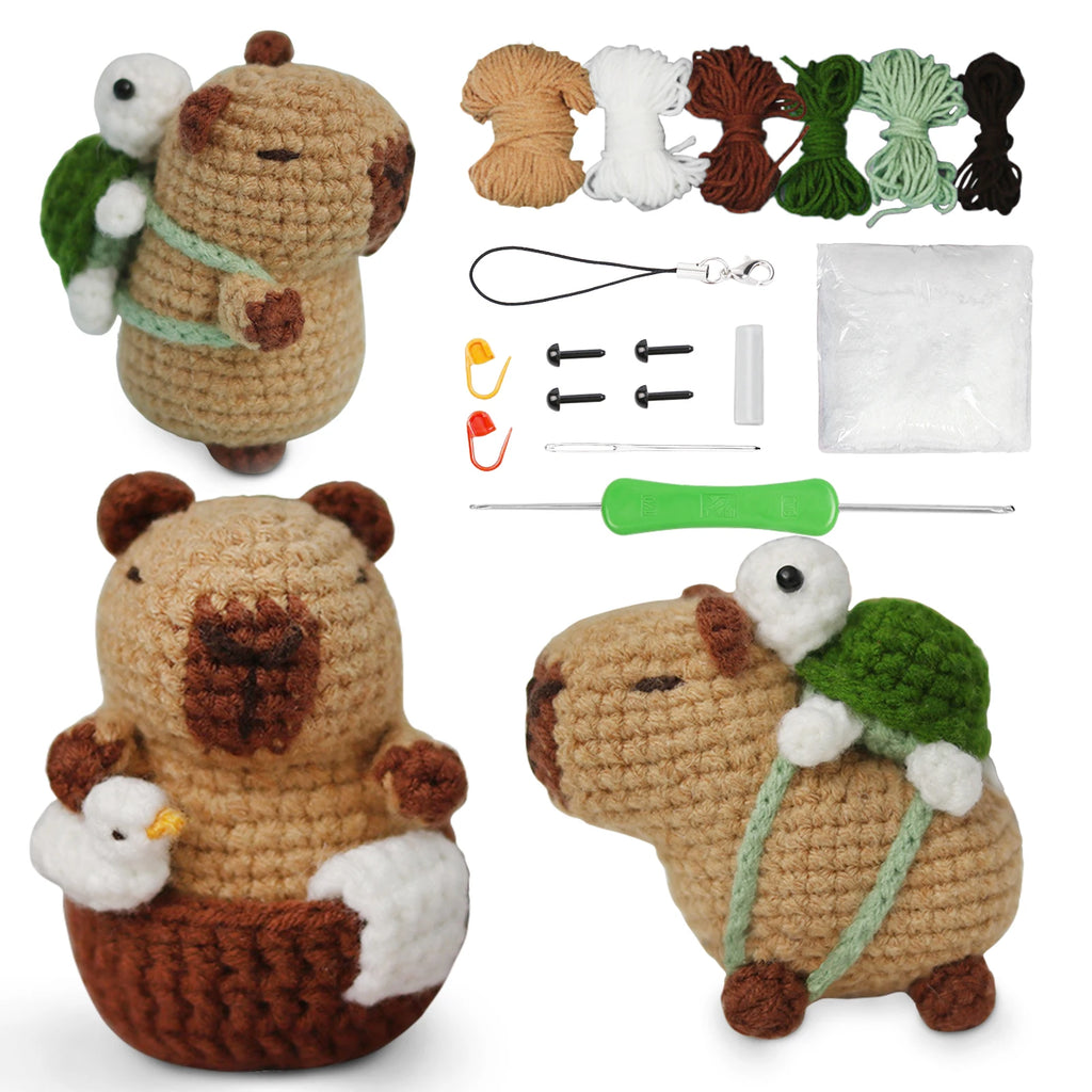 Capybara Crochet Kit, Cute Animal Crochet Kit Set, Christmas Gift, Crochet Kit for Beginners, Crochet Kit for Craft Lovers,