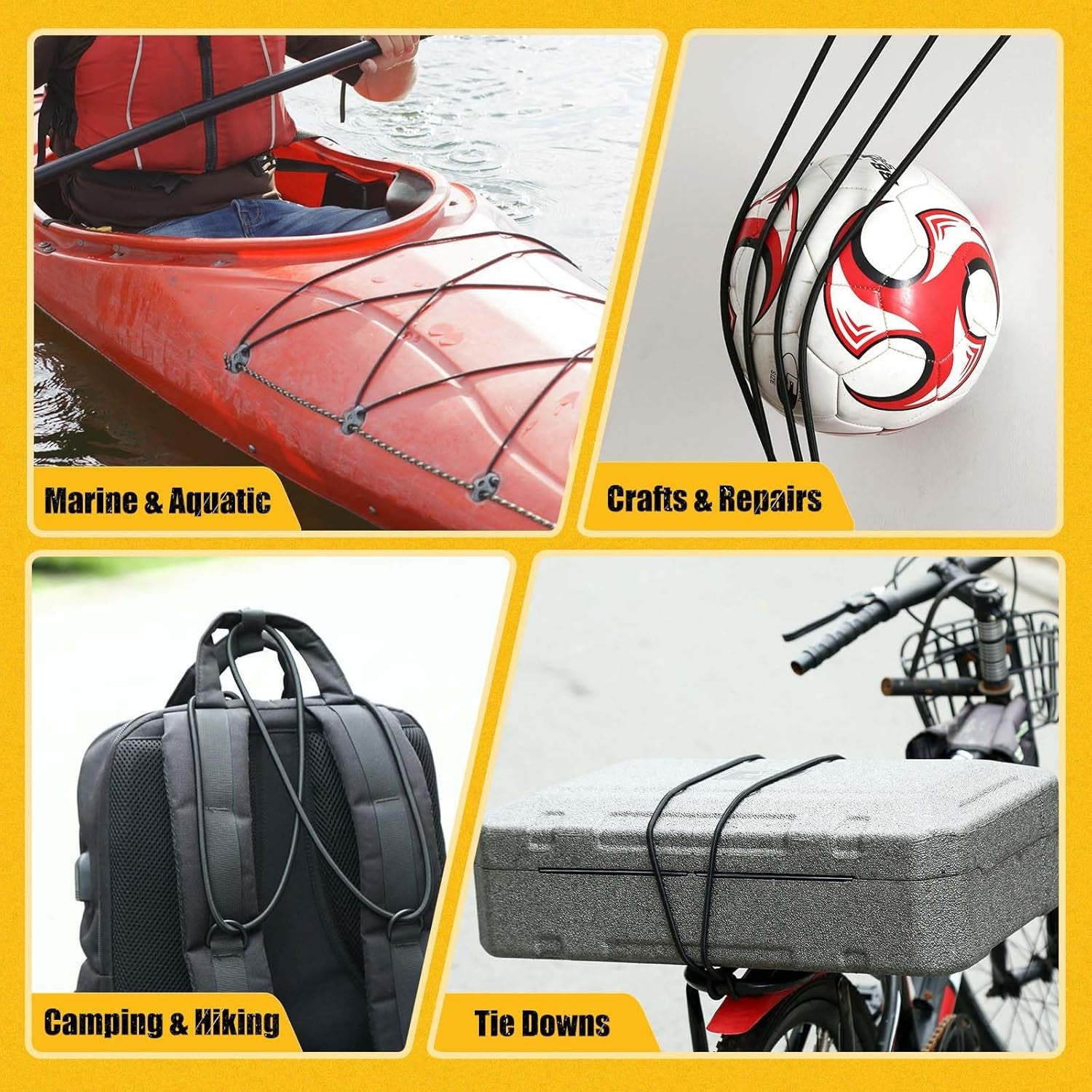 Marine Grade Bungee Cords Heavy Duty Outdoor - Bungee Cord Roll - 100% Stretch E