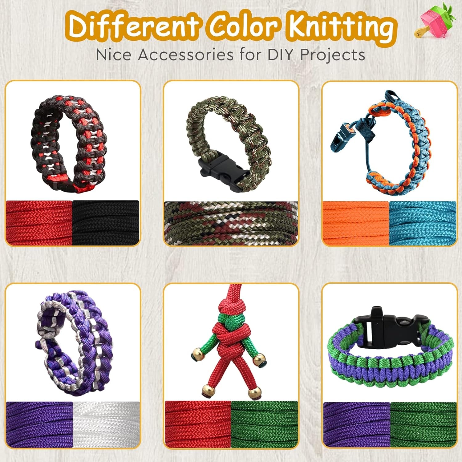 24 Colors Paracord Cord Multifunction Paracord Ropes 550Lb Survival Paracord Ran