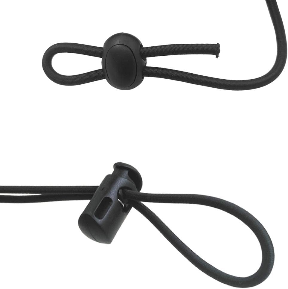 20 PCS Plastic Cord Locks & Elastic Bungee Nylon Shock Cord 5/32" 50 Ft Lengths,