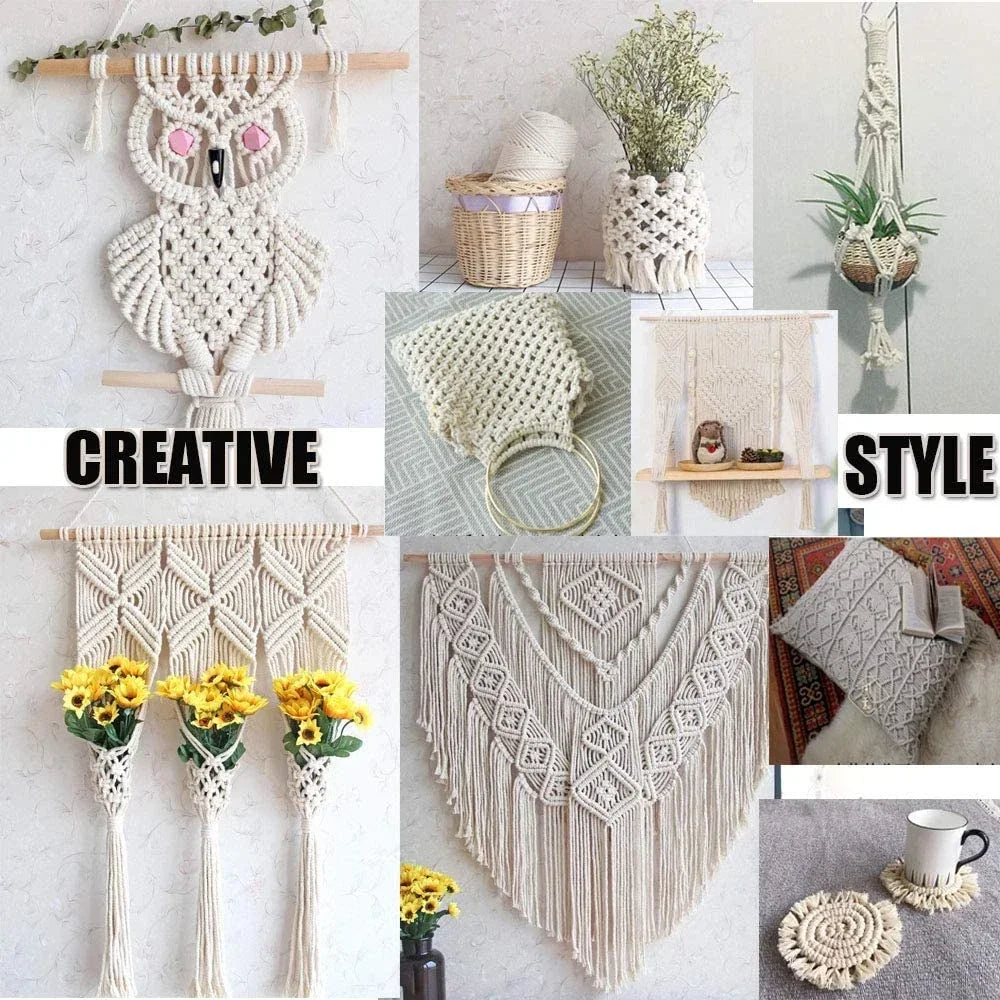 1/2/3/4/5/6/8/10Mm Macrame Cord Natural Cotton Cord Twisted String for DIY Craft Knitting Making Plant Hangers Wall Hangings