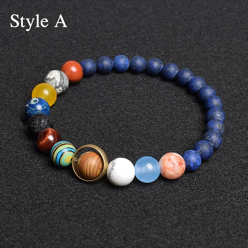 Universe Eight Planets Natural Stone Bead Bracelets Men Women Lava 7 Chakra Bracelet Yoga Energy Galaxy Solar Wristband Jewelry