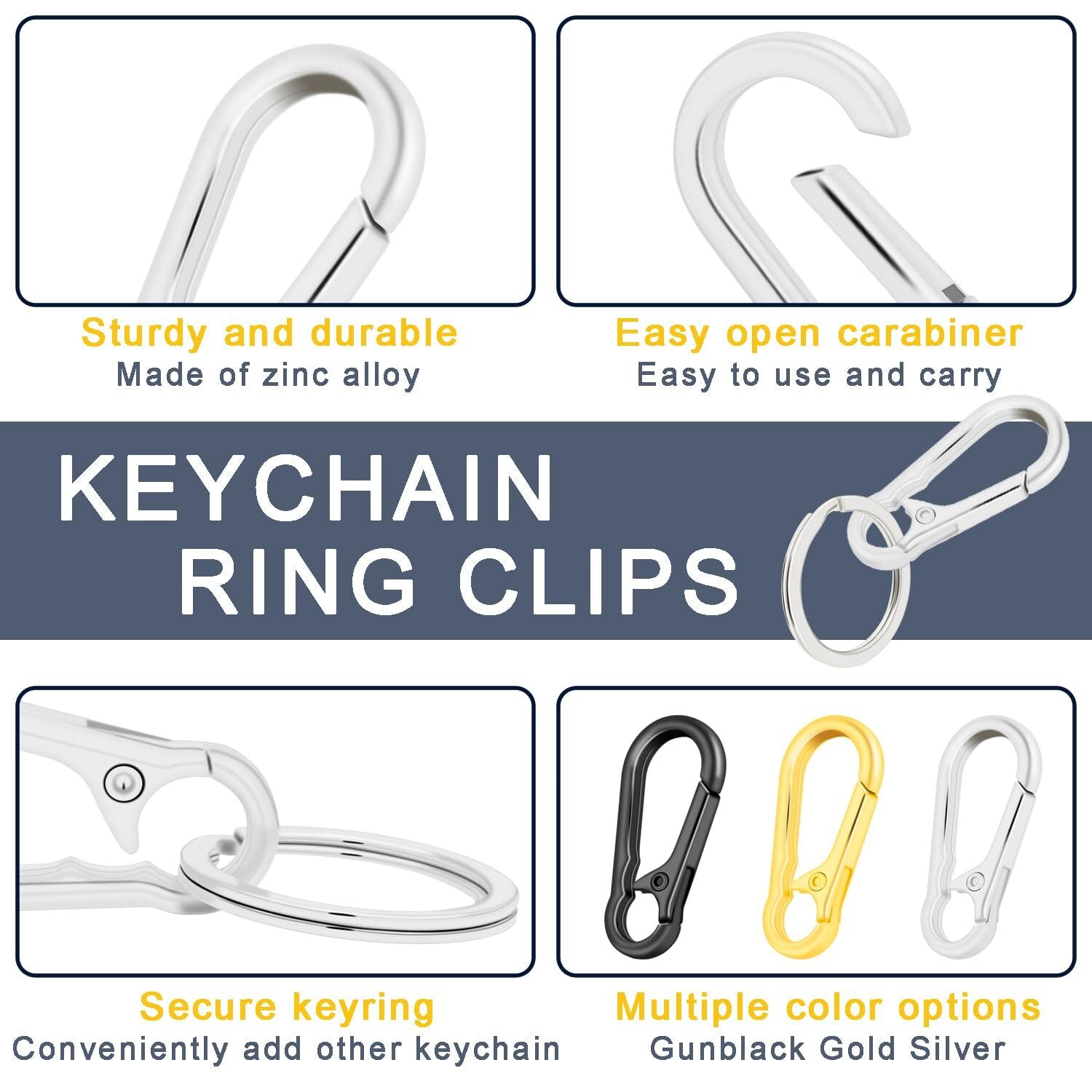 4 Pieces Keychain Key Clip Key Holder Security Metal Key Clip for Belt Belt Clip