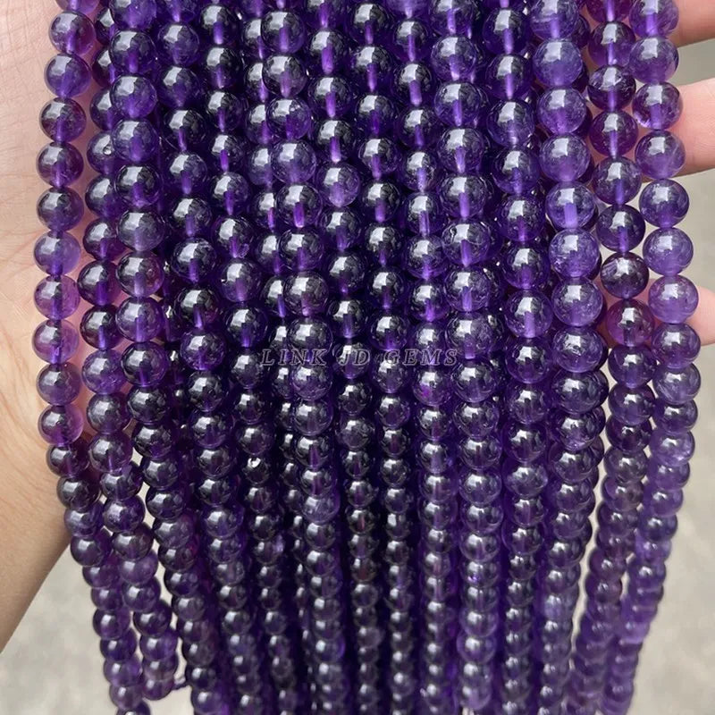 Wholesale Quality Natural Stone Amethysts Bead round Loose Spacer Purple Crystal Bead for Jewelry Making Diy Bracelet Accessory