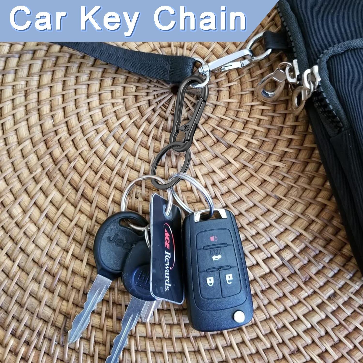 4 Pack Small Metal Key Carabiner Clips Mini EDC Key Ring Chain Holder