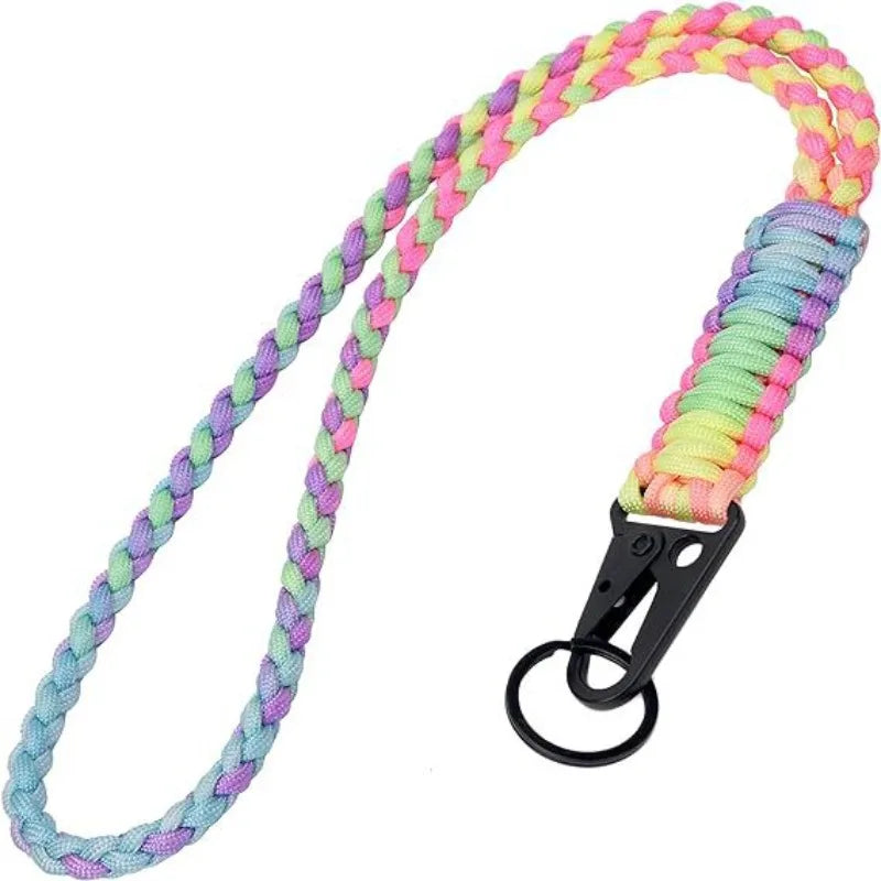Heavy-Duty Woven Paracord Lanyard Keychain for Men and Women, Outdoor Survival Paracord Necklace, Camera and Wallet Strap