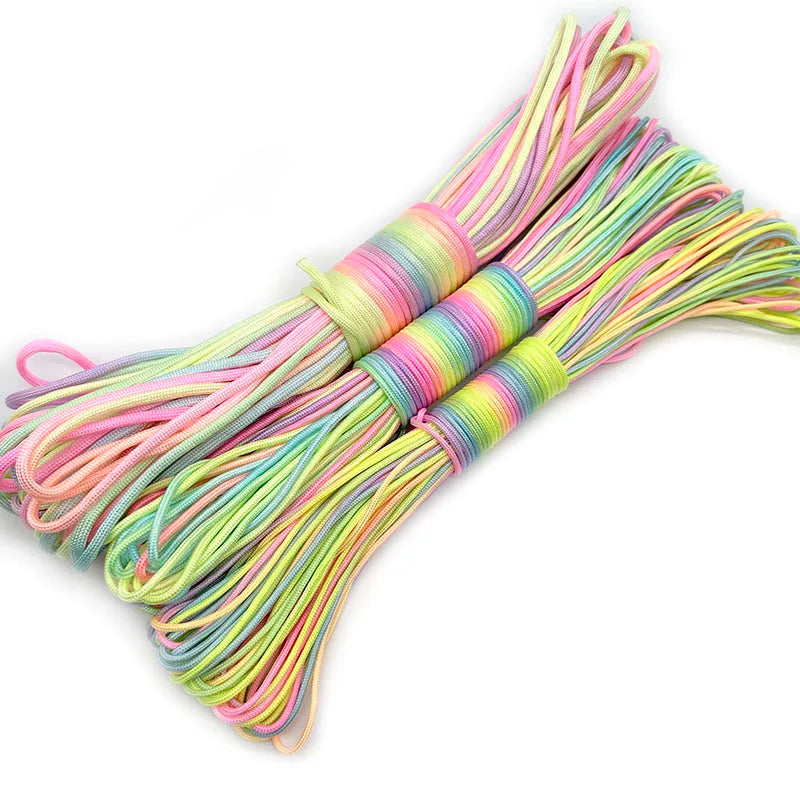 Paracord 2Mm /3Mm /4Mm Paracord Rainbow Rope 7 Strands Parachute Rope Climbing Survival Gear Parachute Rope Bracelet