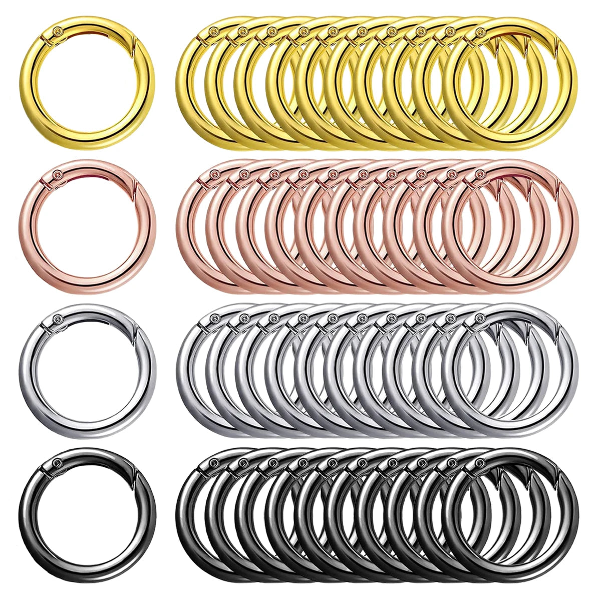 5/10/20/40/60/100Pcs Metal Spring 1 Inch O Rings Clip Keychain round Carabiner Clips Keyrings Snap Buckle for Purse Bag Lanyard