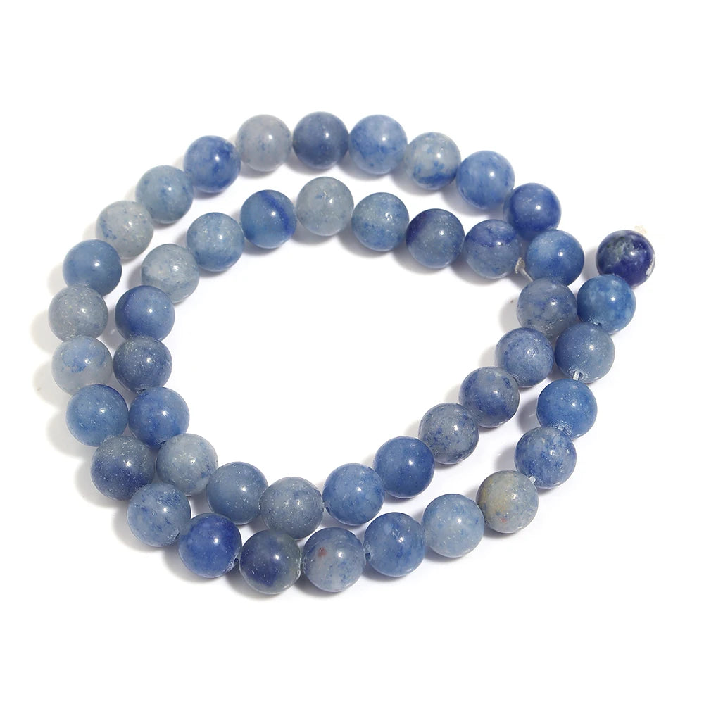 1 Strand Natural Blue Aventurine Stone Beads round Smooth Stone Bead for Jewelry Making DIY Bracelet Necklace Material