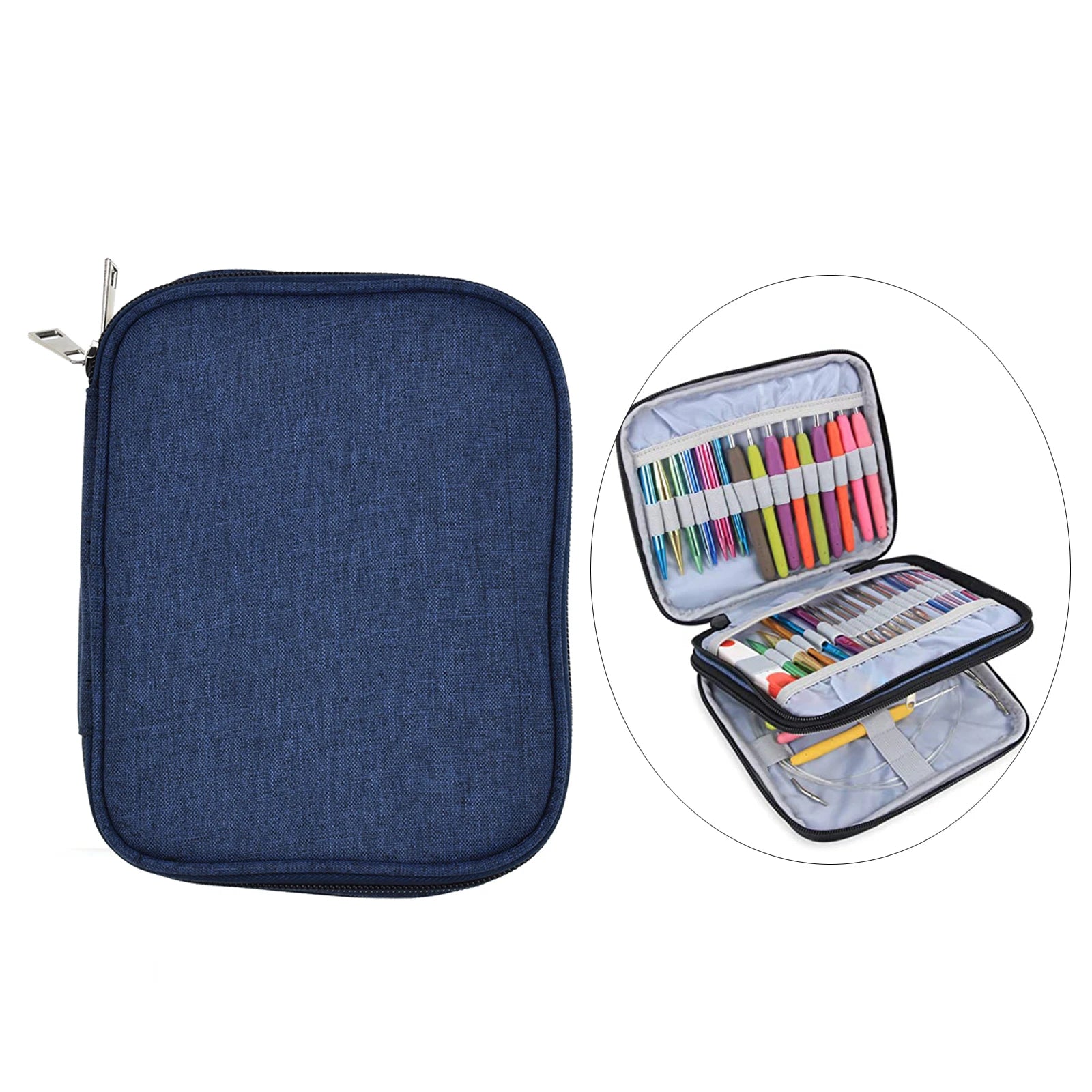 Crochet Hook Case Storage Zipper Bag for Various Crochet Hooks Colorful Cat Crochet Hook Tote Organizer Large Web Pockets