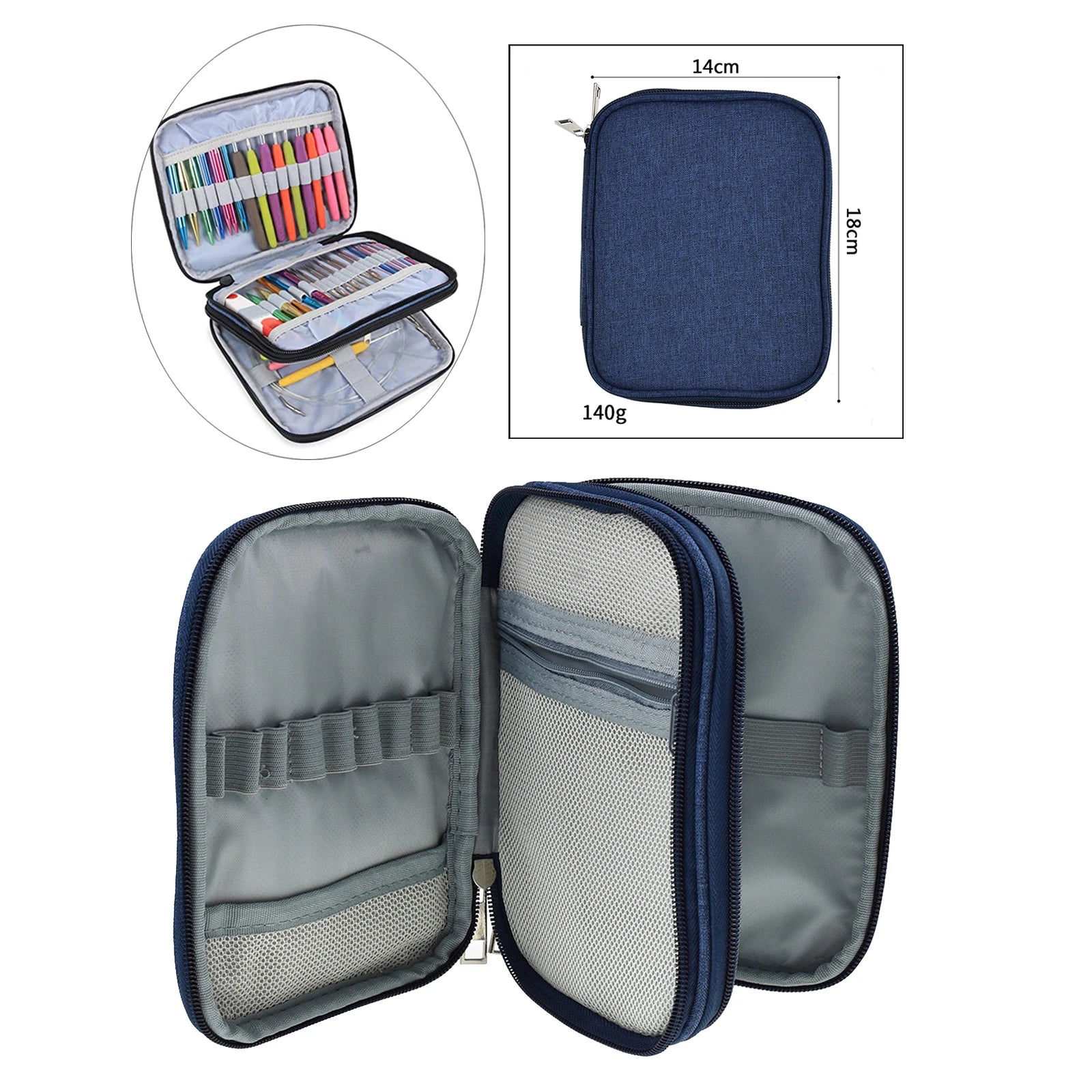 Crochet Hook Case Storage Zipper Bag for Various Crochet Hooks Colorful Cat Crochet Hook Tote Organizer Large Web Pockets
