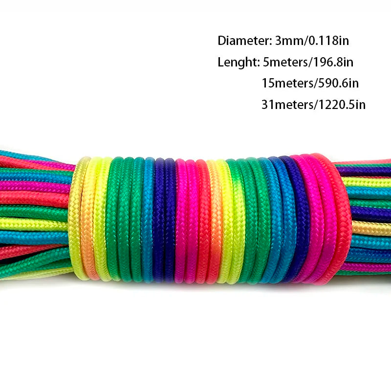 Paracord 2Mm /3Mm /4Mm Paracord Rainbow Rope 7 Strands Parachute Rope Climbing Survival Gear Parachute Rope Bracelet