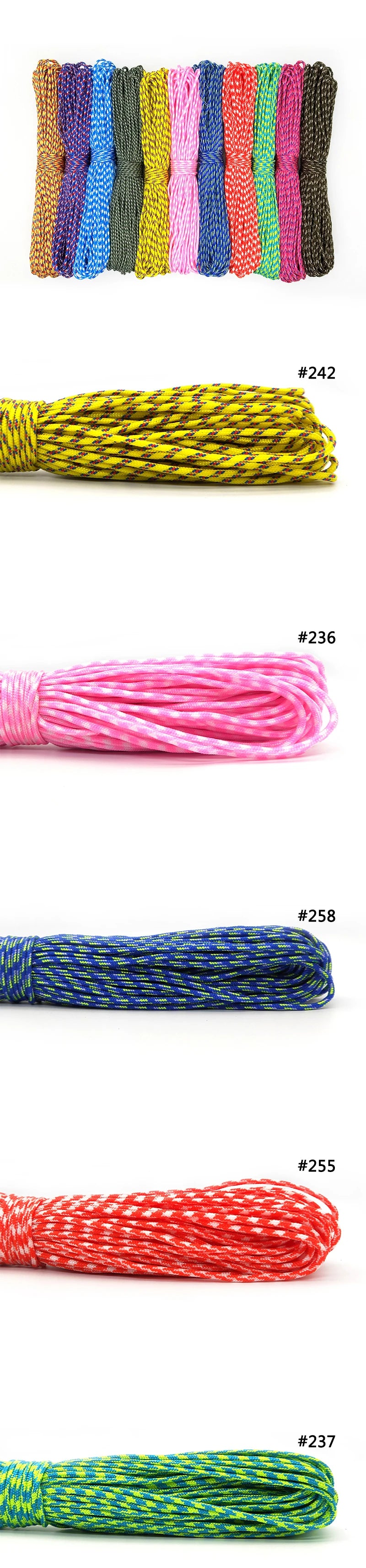 2mm Paracord  25FT 100FT Rope 1 Strand Paracorde Outdoor Survival Equipment Clothesline DIY Bracelet Wholesale