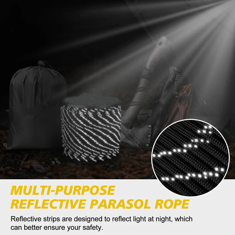 2mm Paracord Reflective Length 10/30/50M,3 Strand Paracord Rope,Tactical Parachute Cord Camping,Fishing,Tent Survival Bracelet