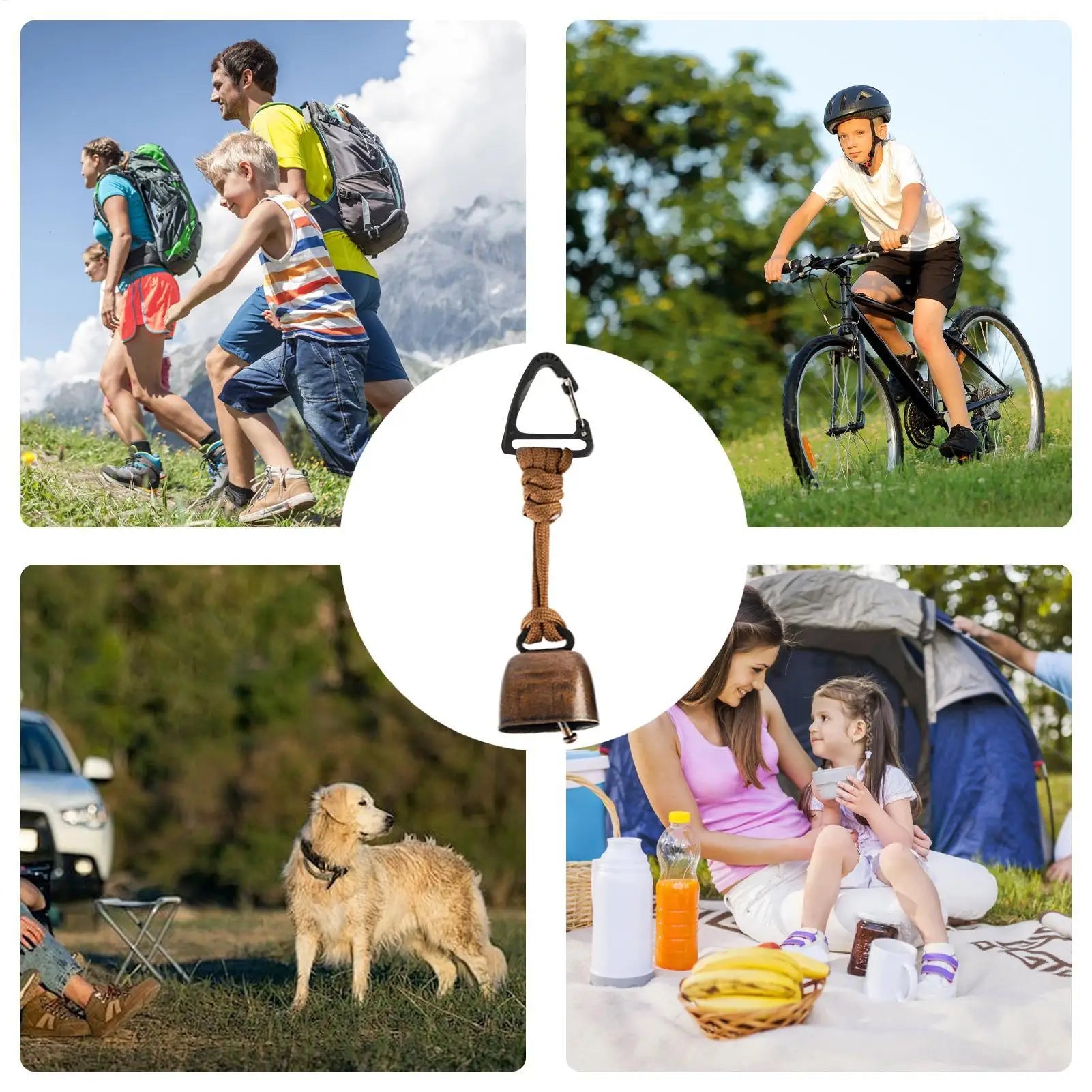 Bear Safety Bell with Carabiner, Anti-Lost Wildlife Alert Hiking Accessories for Outdoor Camping hikking Backpacking