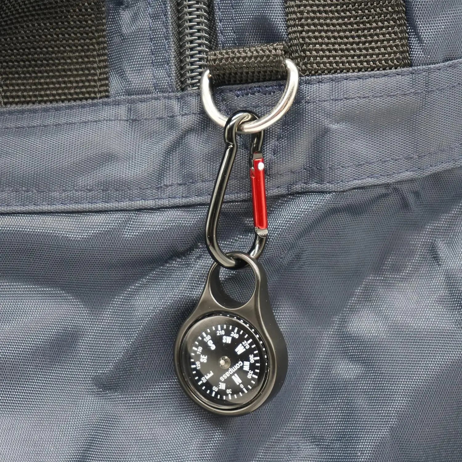 Carabiner Compass - 2 in 1 Zinc Alloy Clip-on Direction Guide Keychain Holder Hook Pocket Mini Survival Compass
