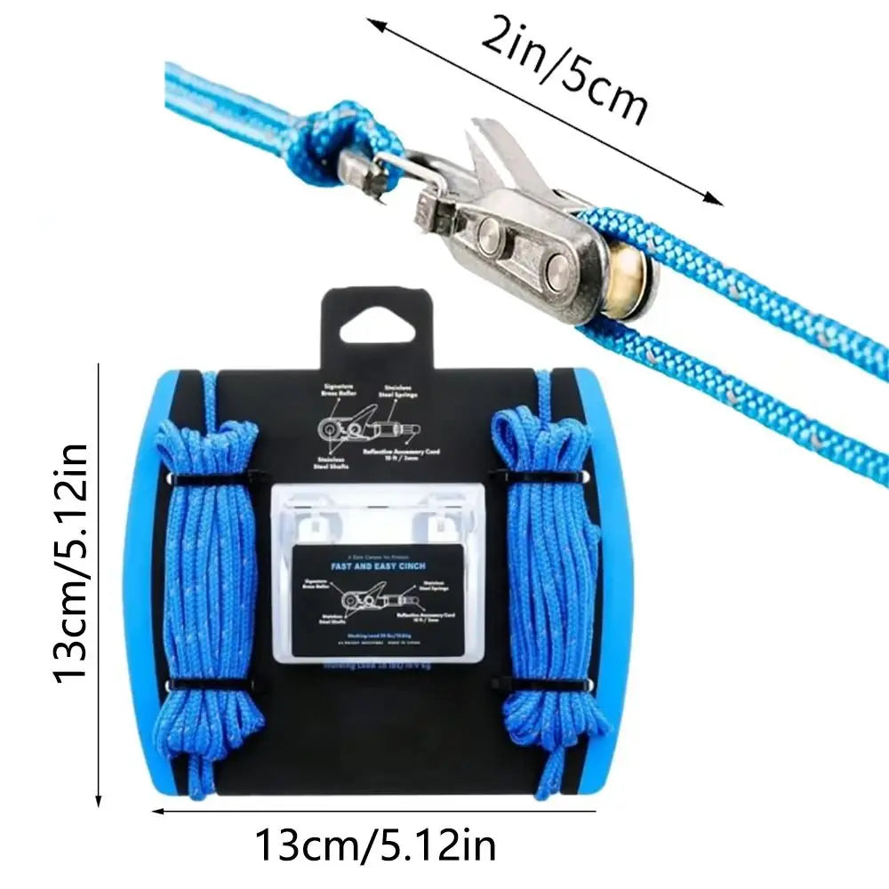 Lock Buckle Rope with Roller Tensioner 6 Hooks Non-Slip Tie Down Rope Quick Adjust Heavy-duty Paracord Adjusters
