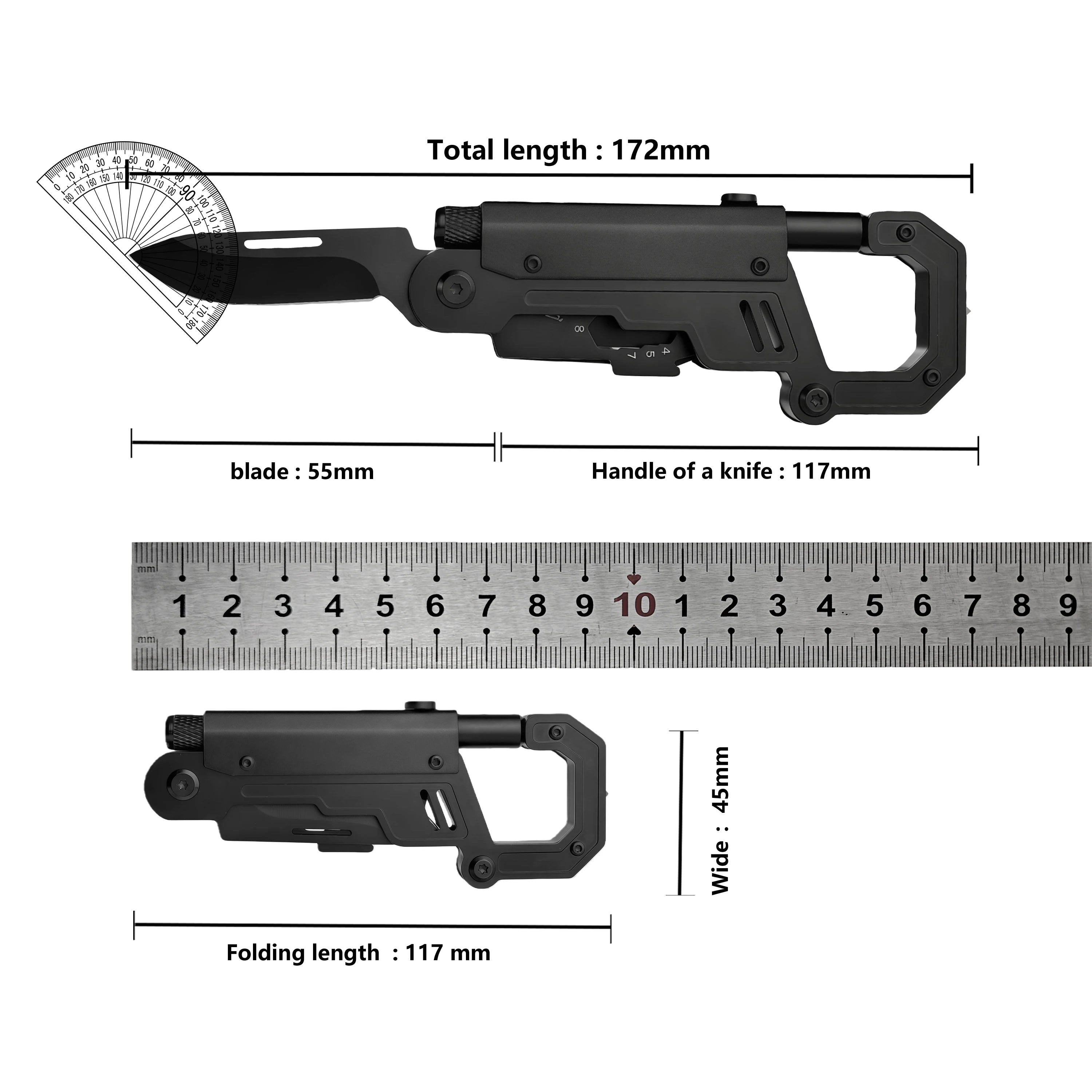 8-in-1 Multifunctional Carabiner Knife Portable EDC Tool Bottle Opener Screwdriver Outdoor Camping Hiking Survival Gear