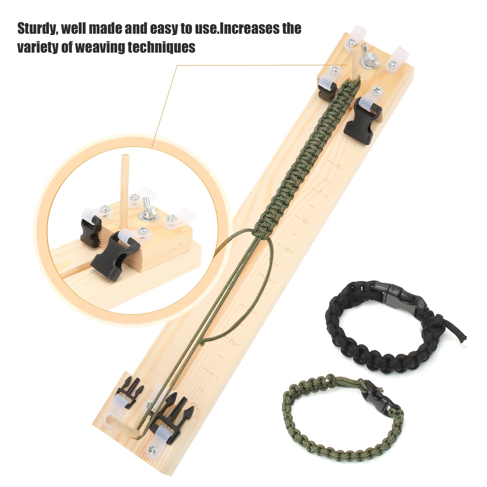 Weaving Wooden Frame Paracord Steel Needle Combination Paracord DIY Bracelet Weaving Tool