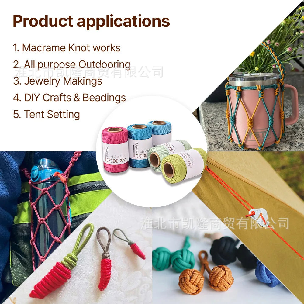 2mm Paracord 65meters Outdooring & Bracelet Making Cord High Strength Camping Rope Survival Parachute Cord