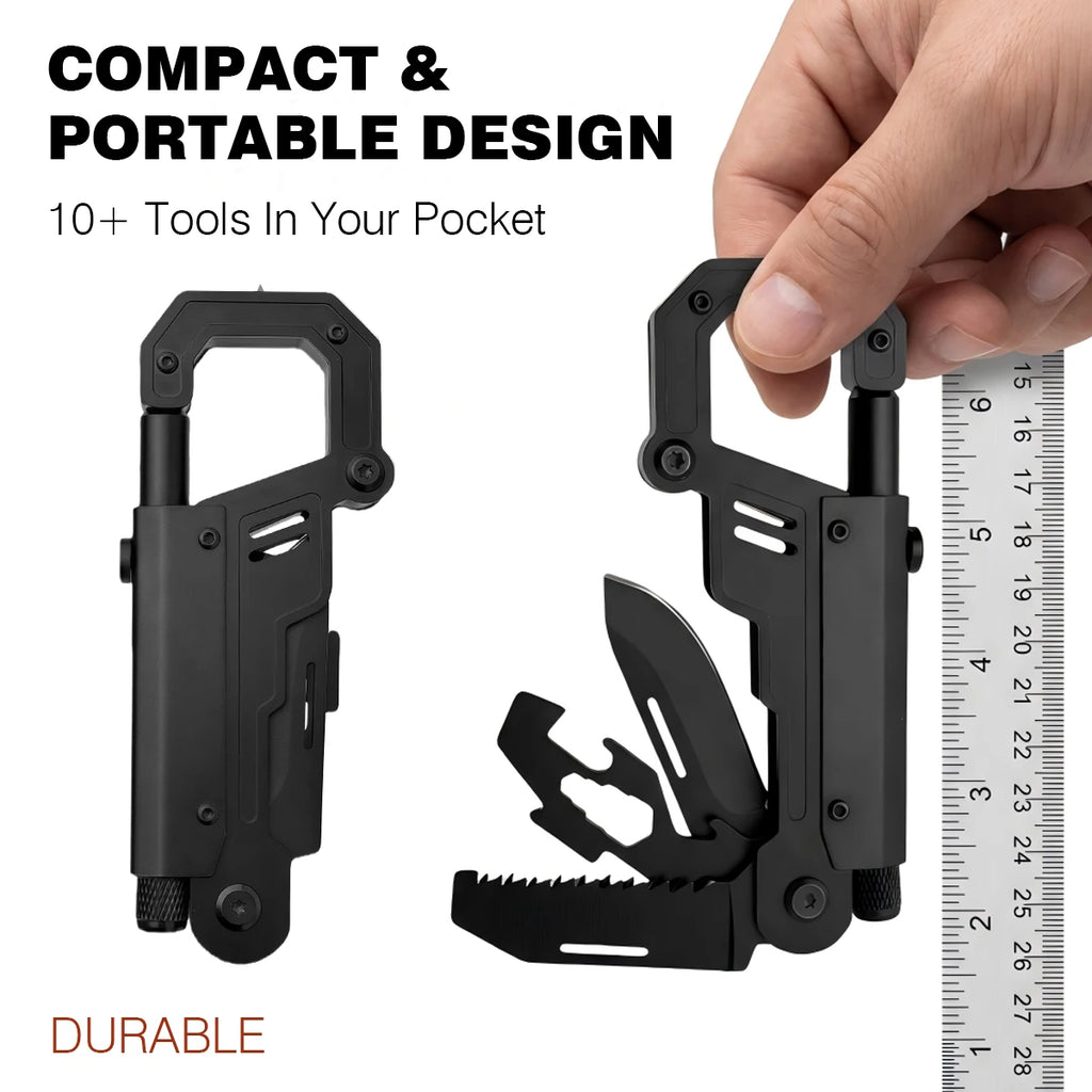 8-in-1 Multifunctional Carabiner Knife Portable EDC Tool Bottle Opener Screwdriver Outdoor Camping Hiking Survival Gear