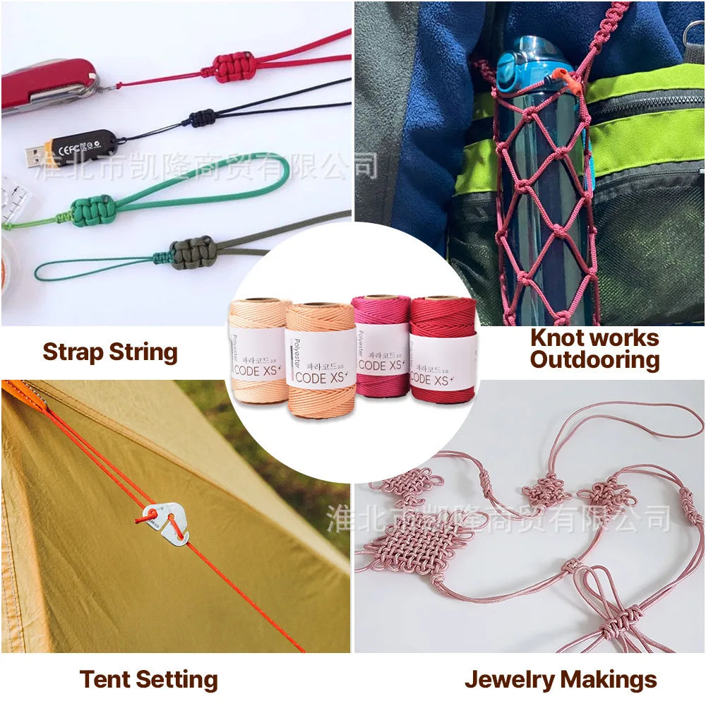 2mm Paracord 65meters Outdooring & Bracelet Making Cord High Strength Camping Rope Survival Parachute Cord