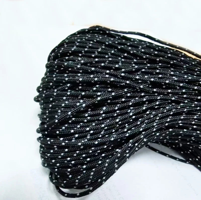 2mm Paracord Reflective Length 10/30/50M,3 Strand Paracord Rope,Tactical Parachute Cord Camping,Fishing,Tent Survival Bracelet