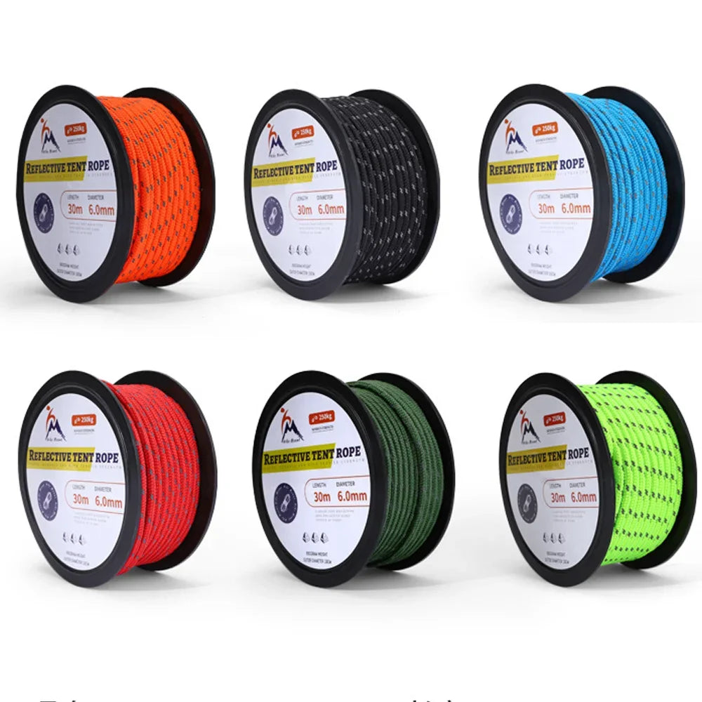 2023 30m Paracord 6mm Paracord 7 Strand Core Outdoor Camping Rope Parachute Cord Lanyard Tent Multifunction Cordave Clothesline