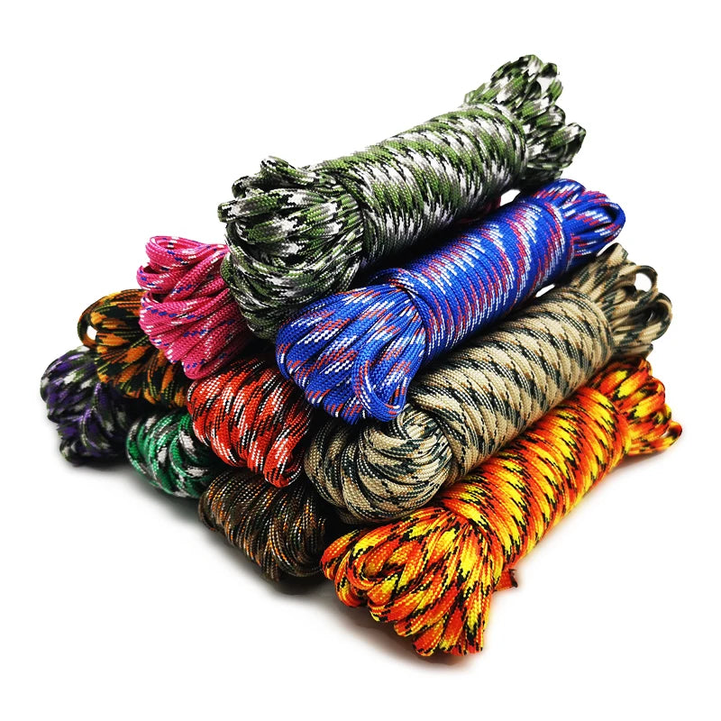7 Cores 550 Paracord Cord 5 15 30 M Dia.4mm For Outdoor Camping Survival Lanyard Parachute Rope Hiking Tent Accessories