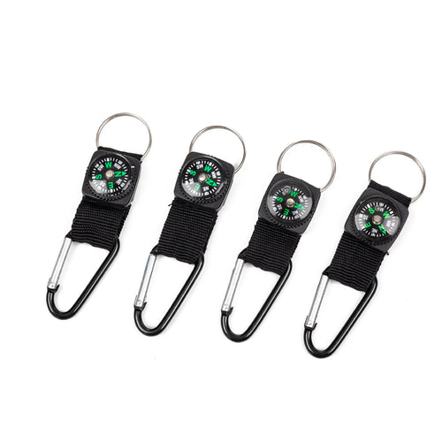 D-ring Carabiner with Compass Survival Compasses Button Design Practical Guider Adventure Tools