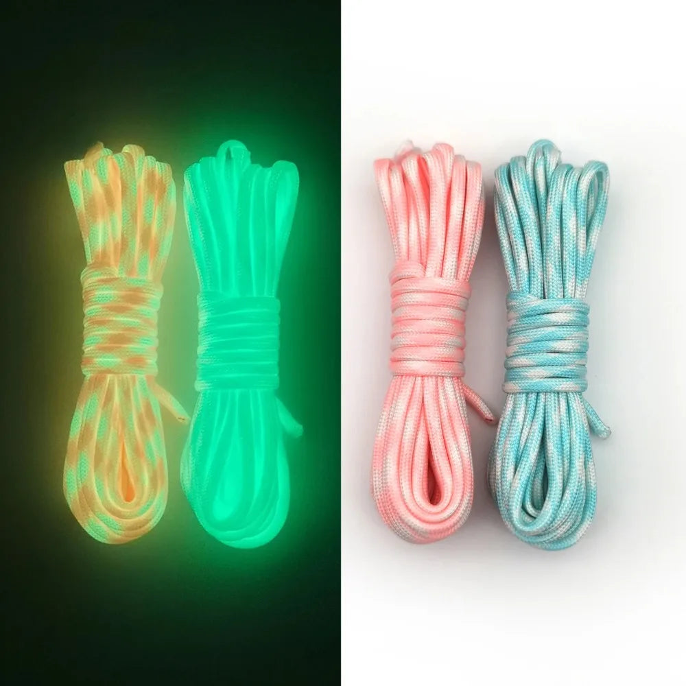5m Dia.4Mm 7 Cores Luminous Paracord Tent Rope for Hiking Camping Rope Clothesline Bracelet Braided Rope Lanyard