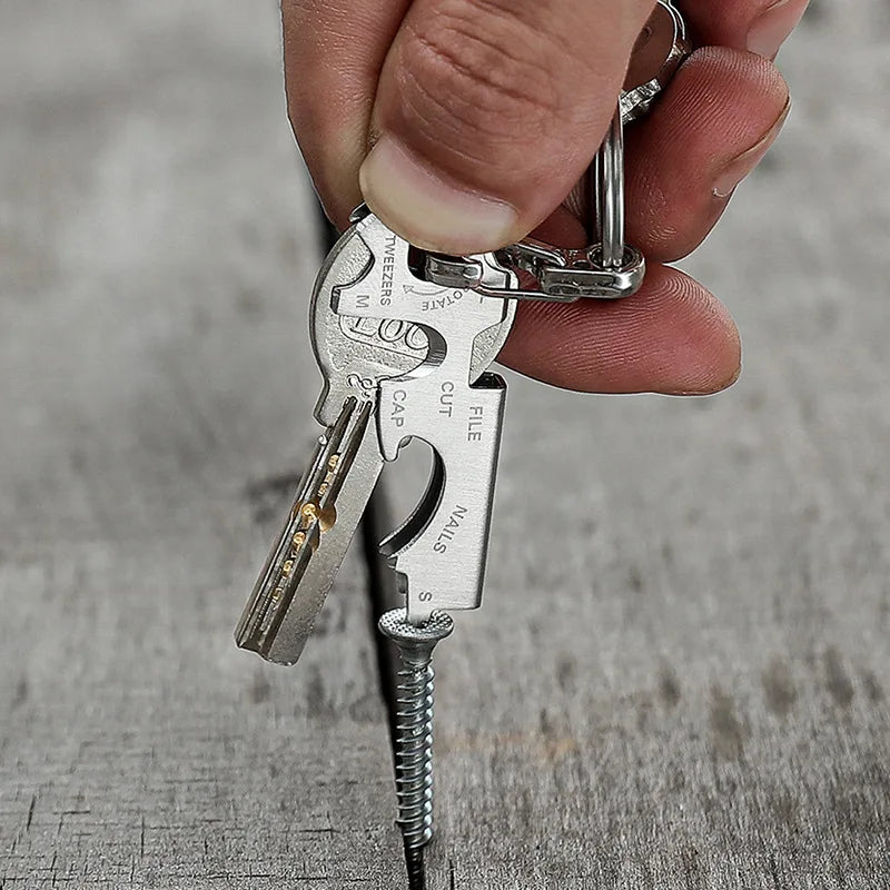 Carabiner gear 8 tool in 1 key ring quickdraw multi multitool multipurpose pocket gadget edc keychain keytool multifunction